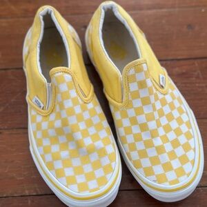 Vans Kids Yellow and White Checkered Sneakers